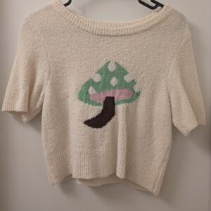 Cream Sweater with Mushroom Design
